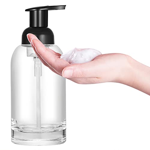 2 Pack Clear Glass Foaming Soap Dispenser - 13oz Durable Design