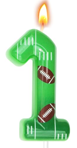 Football Birthday Candle - Green Number 1 Cake Topper Decoration