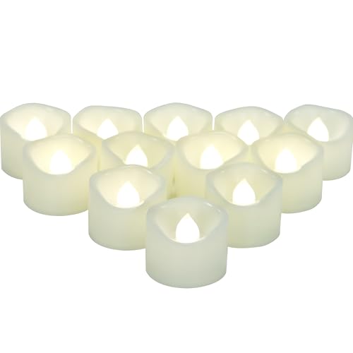 12-Pack LED Flameless Votive Candles - Battery Operated White Tea Lights