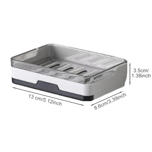 Wall Mounted Soap Dish with Drawer Drip Tray - 2 Pack, White