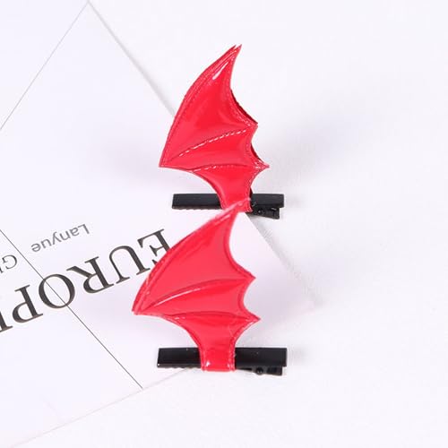 Soochat Red Bat Wing Hair Clips Devil Ears Halloween Hairpins