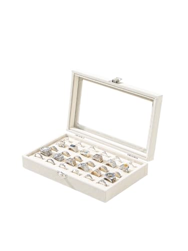 Adugay Velvet Ring Display Case - 30 Slot Jewelry Organizer Box