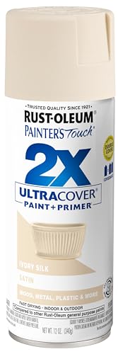 Rust-Oleum Painter's Touch 2X Ultra Cover Spray Paint, Satin Ivory Silk, 12oz