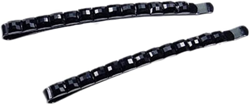 Black Rhinestone Hair Barrettes Crystal Diamond Bobby Pins 2-Pack