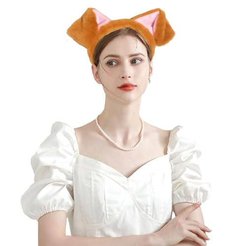 Xepeelo Brown Dog Ear Headband Soft Faux Fur Puppy Hair Hoop for Halloween Cosplay Party