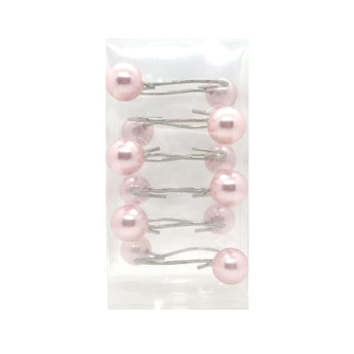 Pink Pearl Shower Curtain Hooks 12PCS Stainless Steel Anti-Rust Bathroom Decor