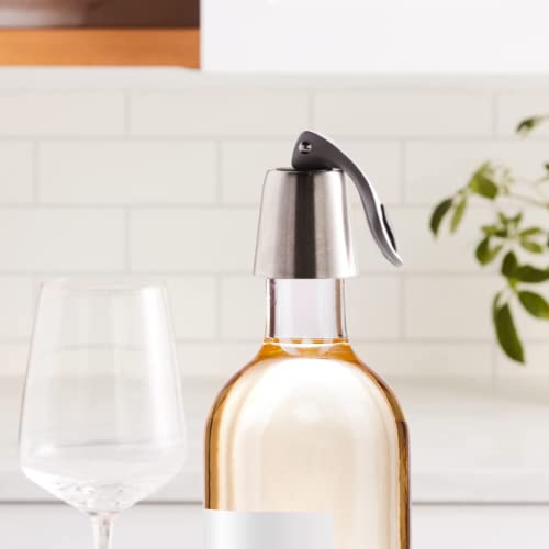 Oggi Stainless Steel Wine Bottle Stopper with Lever - Airtight Wine Topper