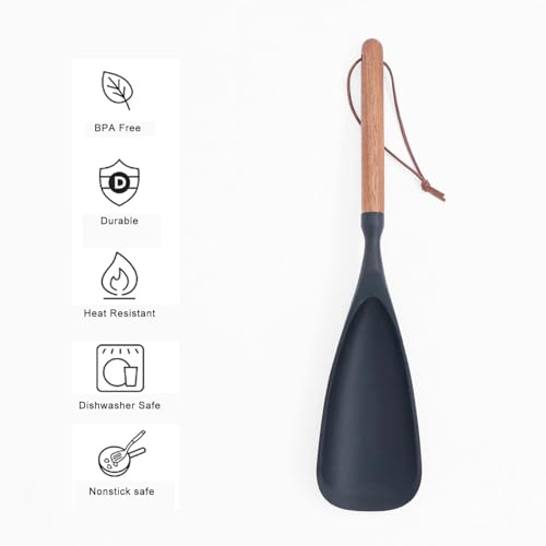 Silicone Cooking Spoon with Wooden Handle - Heat-Resistant & BPA-Free