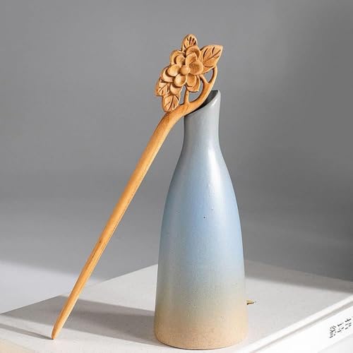 Wooden Hair Stick Vintage Carved Hair Fork Traditional Asian Hairpin