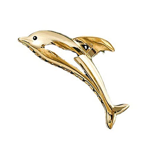 Metal Dolphin Hair Claw Clip - Golden Cartoon Hair Jaw Clamp for Thick Hair