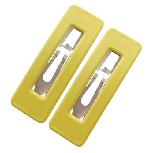WNHNO Yellow Matte Square Hair Clips 2-Piece Set for Styling Bangs