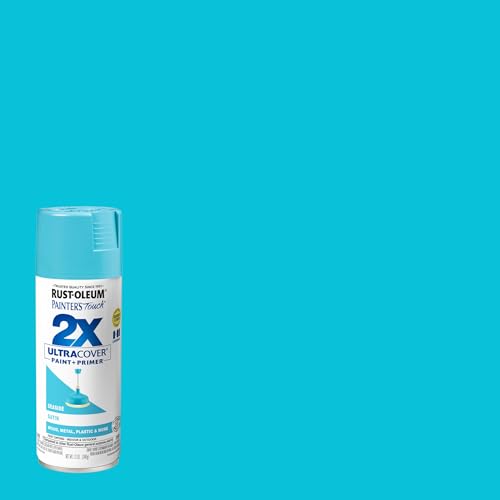 Rust-Oleum Painter's Touch 2X Ultra Cover Spray Paint Satin Seaside 12oz Pack of 2