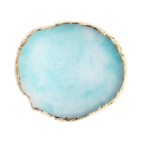 Waldd Resin Nail Art Polish Palette with Gold Edge (Blue, 3.9")