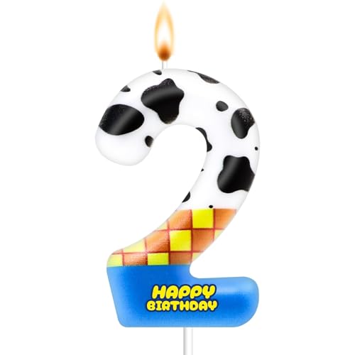 Cartoon Number 2 Birthday Candle Topper for Kids' Cakes