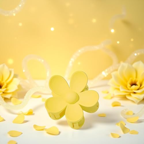 Qemixly Yellow Flower Hair Claw Clips Anti-Scratch Strong Hold Jaw Clips