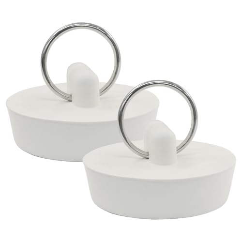 2-Pack 1.5-Inch White Rubber Bathtub Drain Stoppers - Kitchen & Bathroom