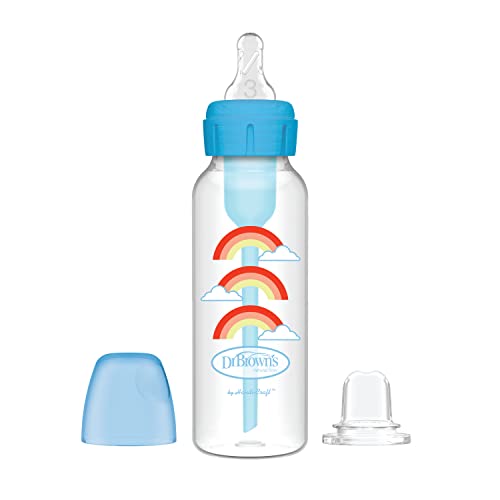 Dr. Brown's Narrow Sippy Bottle Starter Kit - 8oz Anti-Colic Transition (Blue)