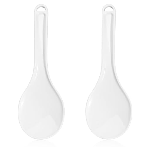 Giantree Non-Stick Plastic Rice Paddle 2-Pack, 7.7 Inch White Rice Spoon