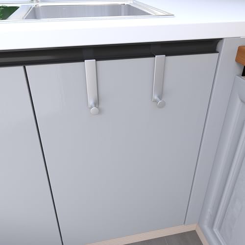 Brushed Stainless Steel Over The Door Cabinet Hooks - 2 Pack