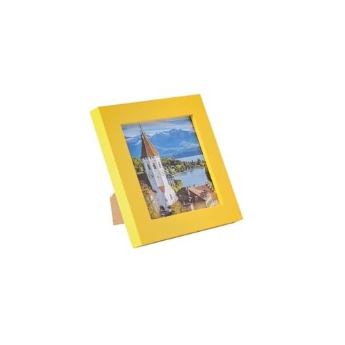 4x4 Yellow Solid Wood Picture Frame with Plexiglass