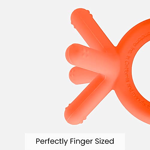 Comotomo Silicone Baby Teether - Ergonomic Finger-Shaped Design, Orange