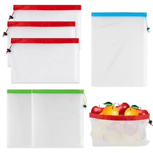 MAQIHAN Reusable Produce Bags - 6 Pack Mesh Grocery Bags
