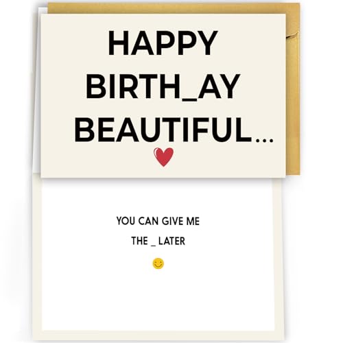 Funny Naughty Birthday Card for Wife or Girlfriend - Double Sided