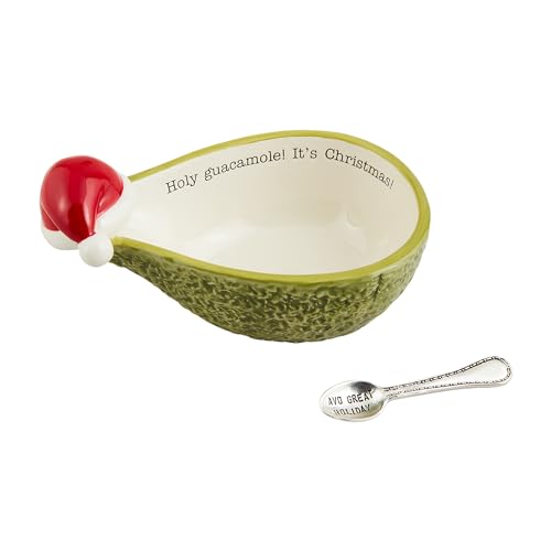 Christmas Guac Tidbit Set with Avocado-Shaped Dish and Silverplate Spoon
