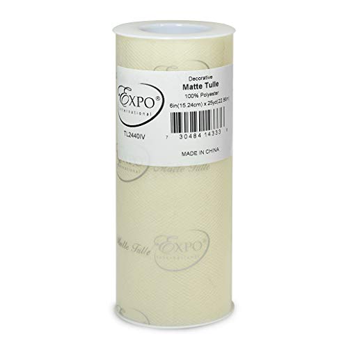 Decorative Matte Tulle Fabric - 6 Inch x 25 Yards, Ivory