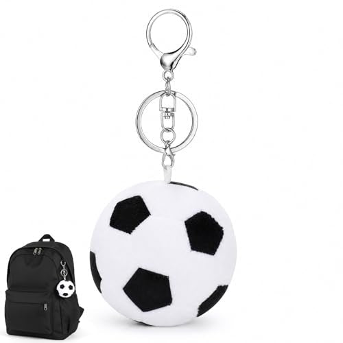 Plush Soccer Ball Keychain - Soft 7cm Football Backpack Charm (3 Pack)