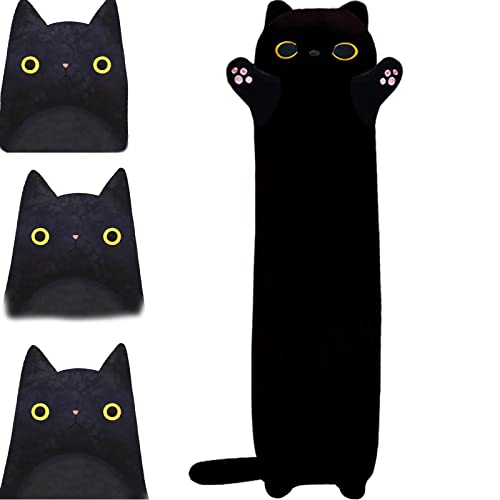 Black Cat Plush Pillow - 19.6-inch Soft Stuffed Animal Body Pillow