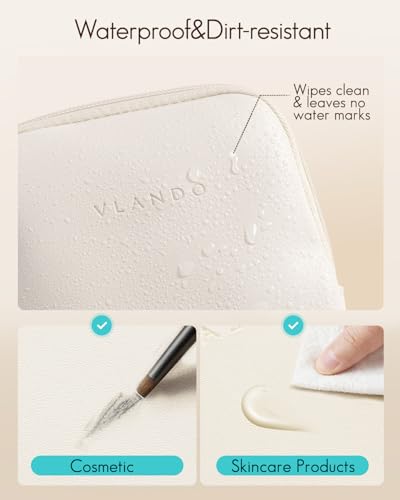 VLANDO White Travel Jewelry Organizer Case with Velvet Pouches, Compact & Waterproof