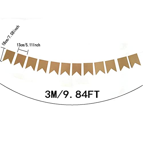 DIY Kraft Paper Flag Banner Set for Birthdays & Weddings - 12pc
