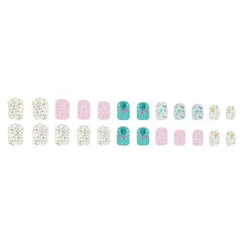 KKUUOO Easter Press on Nails Short Matte Square Fake Nails Colorful Egg Design