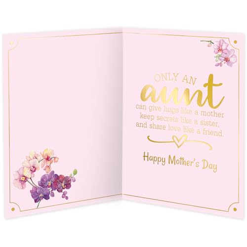 Happy Mother's Day Card for Aunt with Moth Orchid Design - 5x7