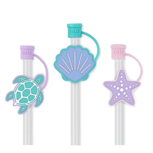 Swig Life Sea Swirl Silicone Straw Toppers Set for Cups