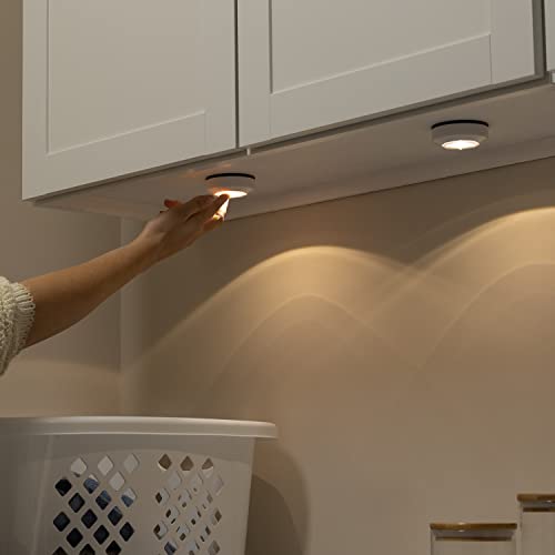 Amazon Basics LED Puck Light, Battery Operated Under Cabinet Lighting, 2-Pack
