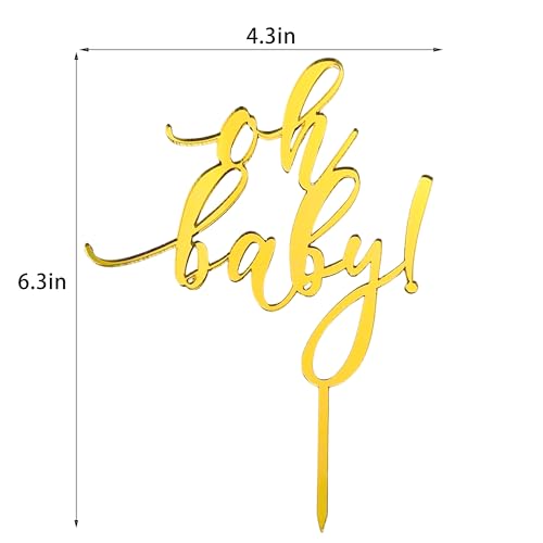 Oh Baby Cake Topper - Gold Mirror Acrylic for Baby Showers