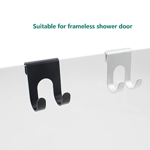 ULIFESTAR Silver Double Hooks for Glass Shower Door - Heavy Duty Towel Hooks