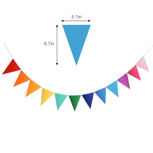 Colorful Rainbow Pennant Banner - 48Pcs with 4 Strings