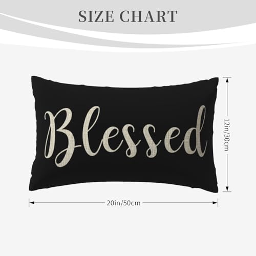 Inspirational Blessed Words Throw Pillow Cover, 12x20 Inches