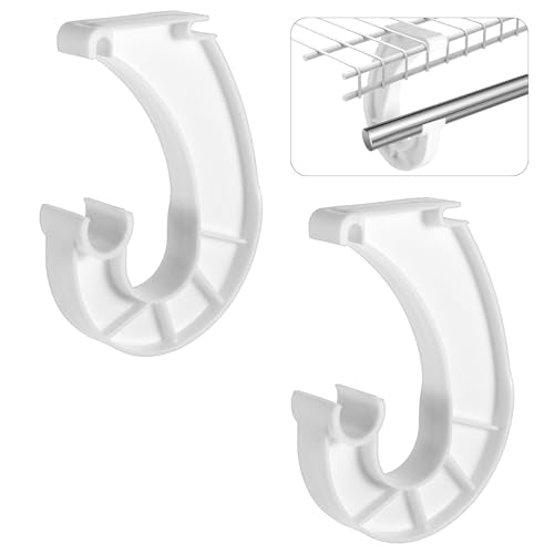 Josojoou 2-Pack J-Shaped Closet Rod Support Brackets - White PP Plastic