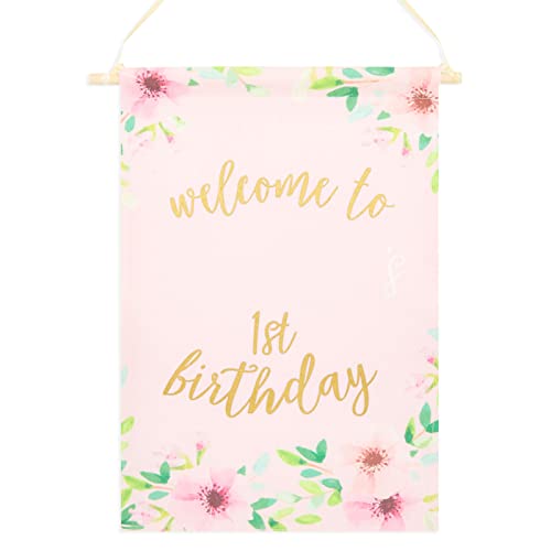 Sparkle and Bash Custom 1st Birthday Canvas Banner - Pink Photo Backdrop