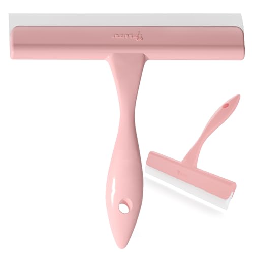 LTLUTU 5-Inch Silicone Shower Squeegee - Compact Pink Glass & Mirror Cleaner