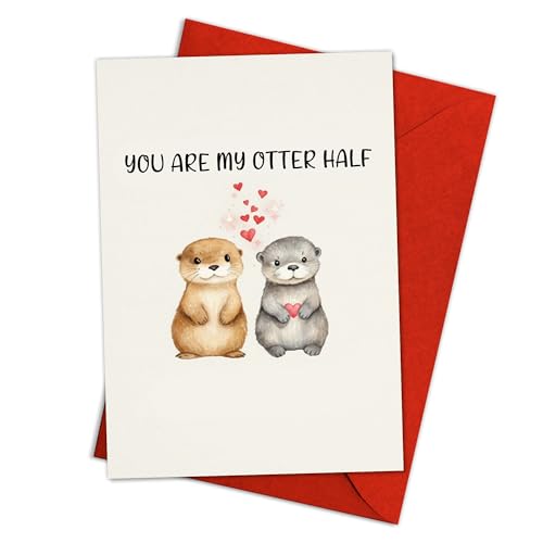 Cute Otter Christmas Card for Husband Wife Boyfriend Girlfriend - 8x5.3"