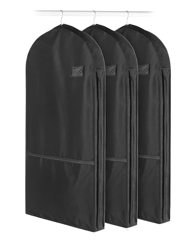 Whitmor Deluxe Garment Bag with Zipper Pocket - 42" Black, 3 Pack