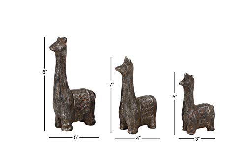 Deco 79 Metal Llama Decorative Sculpture Home Decor Statues, Set of 3 Accent Figurines 9", 7", 6"H, Black