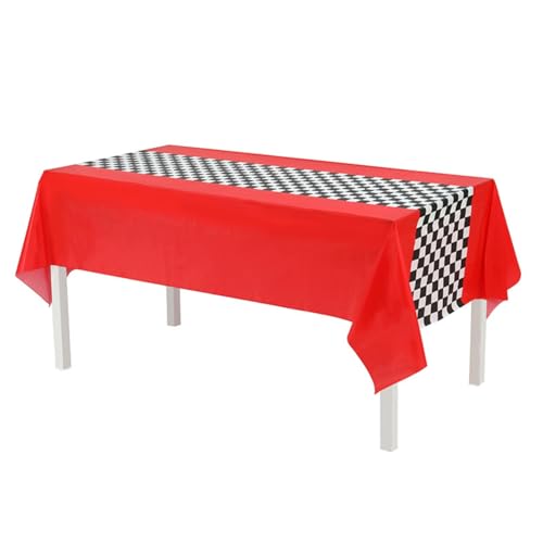 Racing Car Racetrack Party Tablecloth, 108x54 Inch Disposable Plastic Table Cover for Kids Birthday