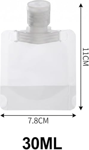 Yxinjy 10 Pcs Clear Travel Squeeze Pouches 30ml Refillable Toiletry Bags