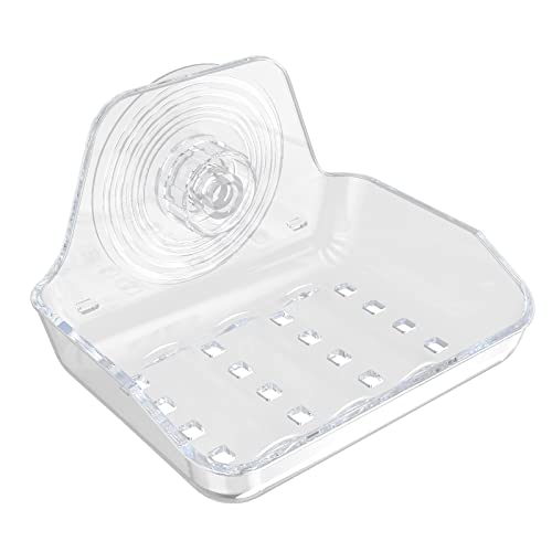 Clear Self-Adhesive Wall-Mounted Soap Dish - Durable Plastic Holder